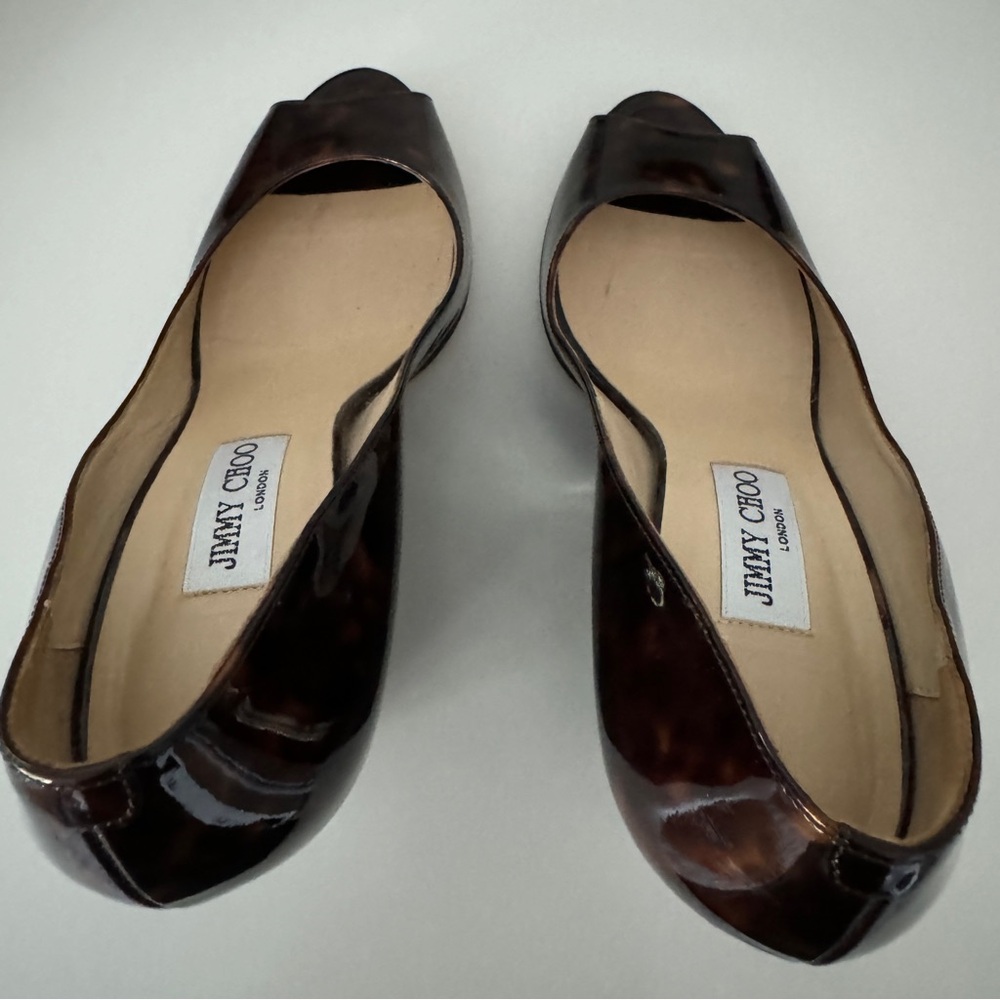 JIMMY CHOO | patent tortoise shell leather wedges SIZE 39 - WORN ONCE! - Picture 5 of 9